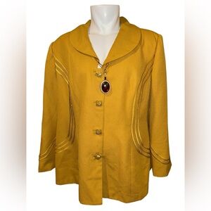 Antthony Golden Mustard Button-Front Blazer Jacket Skirt Suit Combo